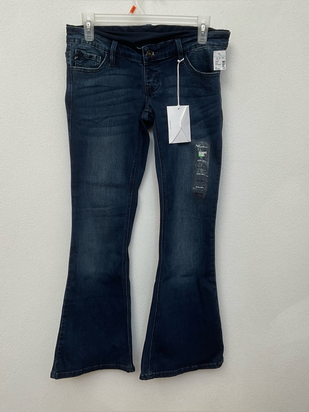 NWT Kancan Maternity Dark Wash Flare Jeans With Belly Band Size 9/28 Short
